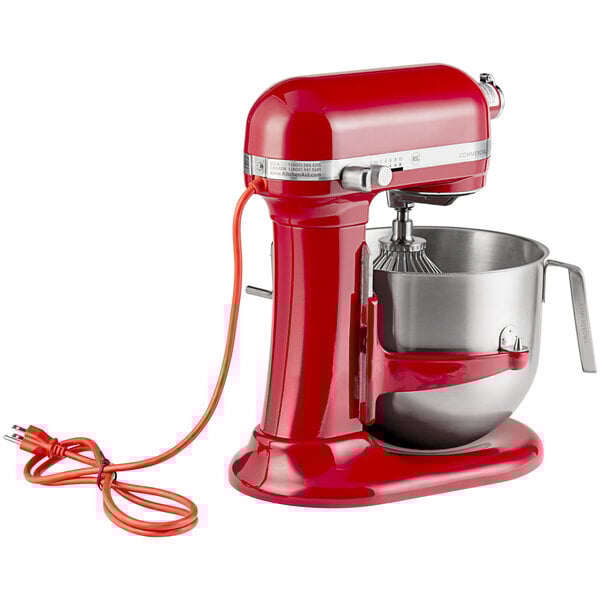 Scratch and Dent KitchenAid KSM8990ER Red 8 Qt. Bowl Lift Countertop Mixer with Standard Accessories - 120V, 1 3/10 hp