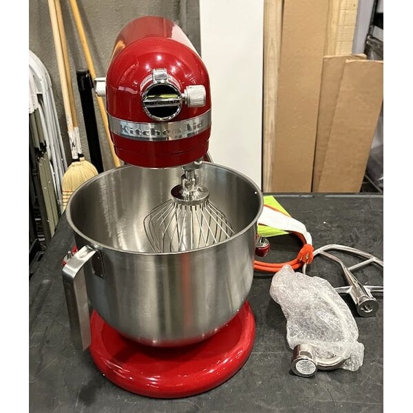 Scratch and Dent KitchenAid KSM8990ER Red 8 Qt. Bowl Lift Countertop Mixer with Standard Accessories - 120V, 1 3/10 hp