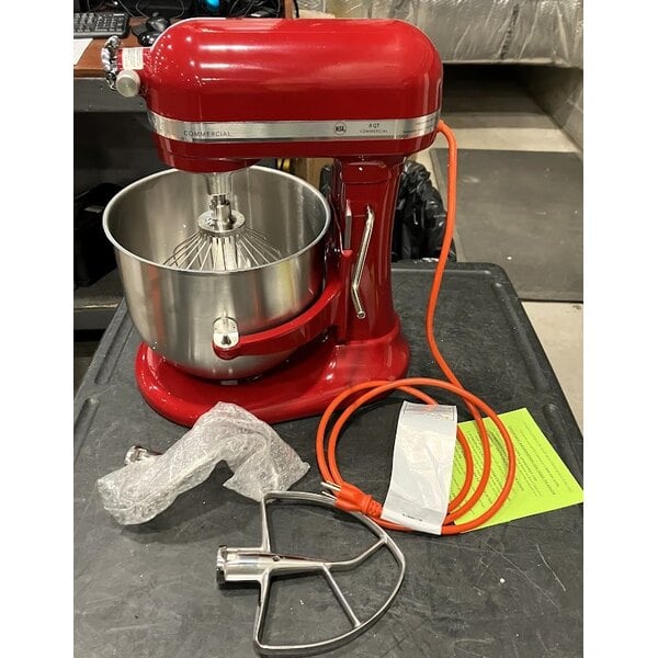 Scratch and Dent KitchenAid KSM8990ER Red 8 Qt. Bowl Lift Countertop Mixer with Standard Accessories - 120V, 1 3/10 hp