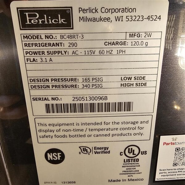 Scratch and Dent Perlick BC48RT-BS-STK 48" Black Horizontal Bottle Cooler