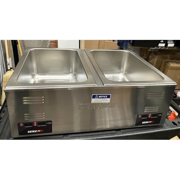 Scratch and Dent ServIt FW200D 12" x 20" Full Size Dual Well Electric Countertop Food Warmer with Digital Controls - 120V, 2000W