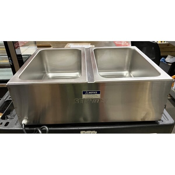 Scratch and Dent ServIt FW200D 12" x 20" Full Size Dual Well Electric Countertop Food Warmer with Digital Controls - 120V, 2000W