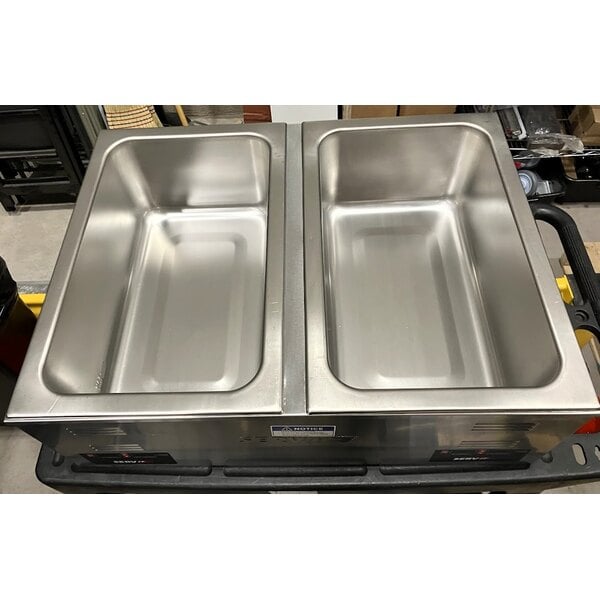 Scratch and Dent ServIt FW200D 12" x 20" Full Size Dual Well Electric Countertop Food Warmer with Digital Controls - 120V, 2000W