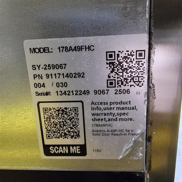 Scratch and Dent Avantco A-49F-HC 54" Solid Door Reach-In Freezer