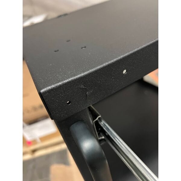 Scratch and Dent Newcastle Systems EC350 EcoCart 20" x 21 3/4" x 43" Black Compact Powered Mobile Work Station with Power Strip, Cord Holder, and Waste Basket - 40 Ah