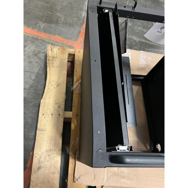 Scratch and Dent Newcastle Systems EC350 EcoCart 20" x 21 3/4" x 43" Black Compact Powered Mobile Work Station with Power Strip, Cord Holder, and Waste Basket - 40 Ah