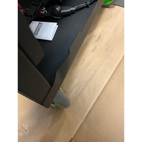 Scratch and Dent Newcastle Systems EC350 EcoCart 20" x 21 3/4" x 43" Black Compact Powered Mobile Work Station with Power Strip, Cord Holder, and Waste Basket - 40 Ah