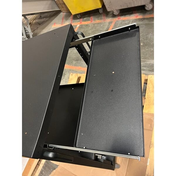 Scratch and Dent Newcastle Systems EC350 EcoCart 20" x 21 3/4" x 43" Black Compact Powered Mobile Work Station with Power Strip, Cord Holder, and Waste Basket - 40 Ah