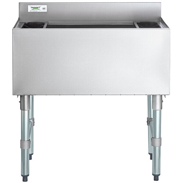 Scratch and Dent Regency 21" x 30" Underbar Ice Bin with 7 Circuit Post-Mix Cold Plate and Bottle Holders
