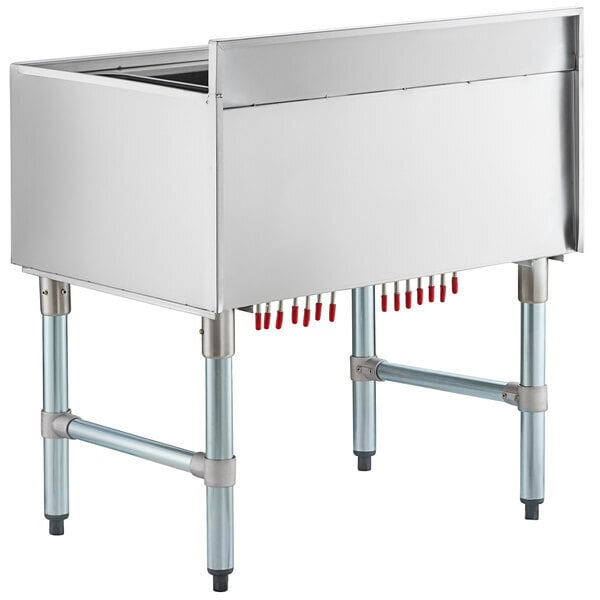 Scratch and Dent Regency 21" x 30" Underbar Ice Bin with 7 Circuit Post-Mix Cold Plate and Bottle Holders
