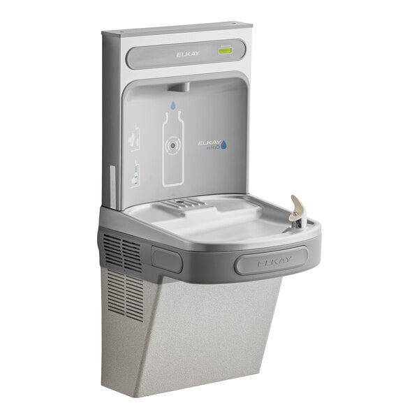 Scratch and Dent Zurn Elkay EZSDWSLK ezH20 Light Gray Hands-Free Non-Filtered Bottle Filling Station with Drinking Fountain - Non-Refrigerated