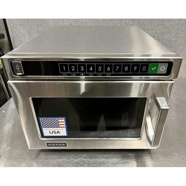 Scratch and Dent Amana HDC12A2 Heavy Duty Stainless Steel Commercial Microwave with Push Button Controls - 120V, 1200W