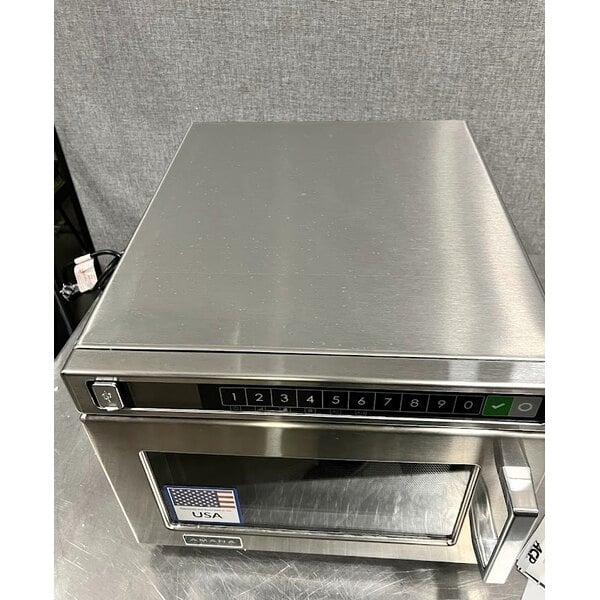 Scratch and Dent Amana HDC12A2 Heavy Duty Stainless Steel Commercial Microwave with Push Button Controls - 120V, 1200W