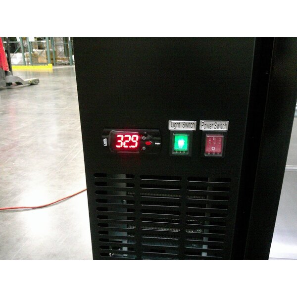 Scratch and Dent Avantco UBB-36G-HC 36" Black Counter Height Glass Door Back Bar Refrigerator with LED Lighting