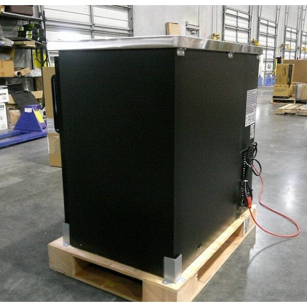 Scratch and Dent Avantco UBB-36G-HC 36" Black Counter Height Glass Door Back Bar Refrigerator with LED Lighting