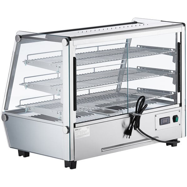 Scratch and Dent ServIt HDM-36 36" Self / Full Service 3 Shelf Countertop Heated Display Case with Sliding Doors - 120V, 1800W