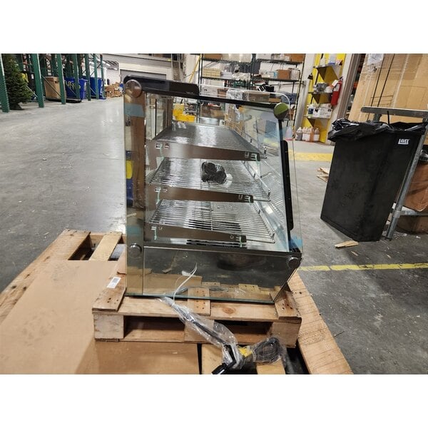 Scratch and Dent ServIt HDM-36 36" Self / Full Service 3 Shelf Countertop Heated Display Case with Sliding Doors - 120V, 1800W