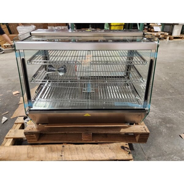 Scratch and Dent ServIt HDM-36 36" Self / Full Service 3 Shelf Countertop Heated Display Case with Sliding Doors - 120V, 1800W