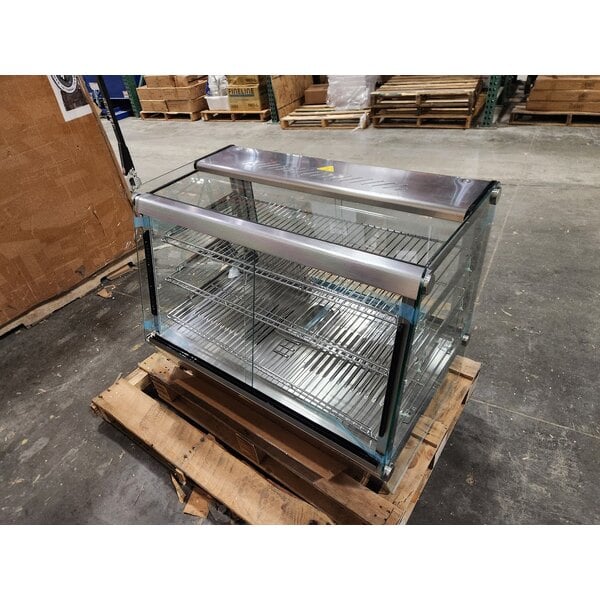 Scratch and Dent ServIt HDM-36 36" Self / Full Service 3 Shelf Countertop Heated Display Case with Sliding Doors - 120V, 1800W