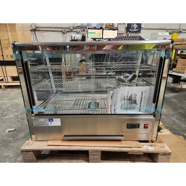 Scratch and Dent ServIt HDM-36 36" Self / Full Service 3 Shelf Countertop Heated Display Case with Sliding Doors - 120V, 1800W