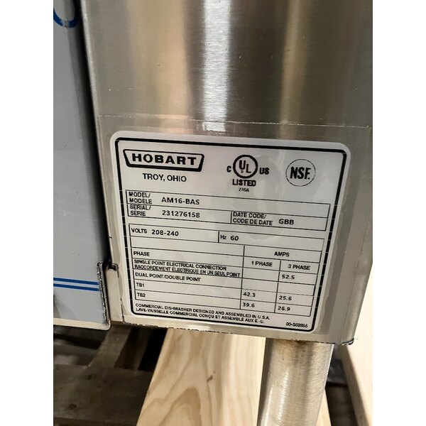 Scratch and Dent Hobart AM16-BAS-2 High Temperature Door-Style Base Electric Dishwasher with Booster Heater - 208-240V, 3 Phase