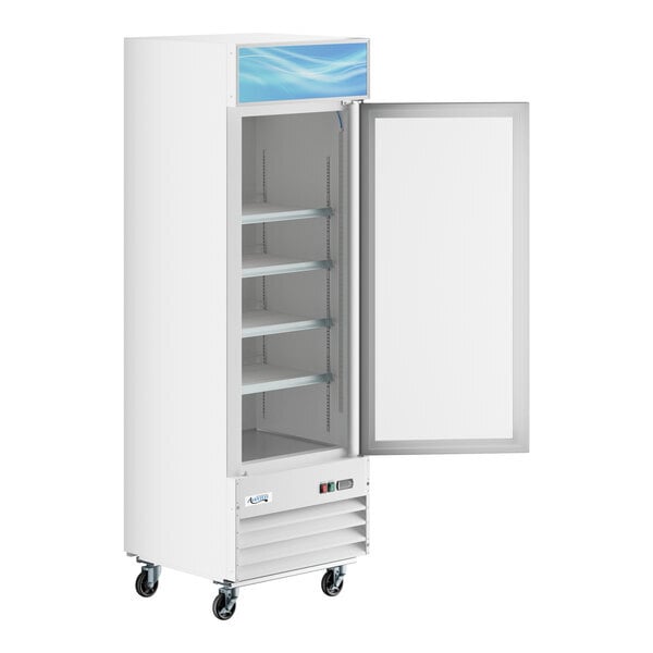 Scratch and Dent Avantco GDC-12F-HC 27" White Customizable Swing Glass Door Merchandiser Freezer with LED Lighting