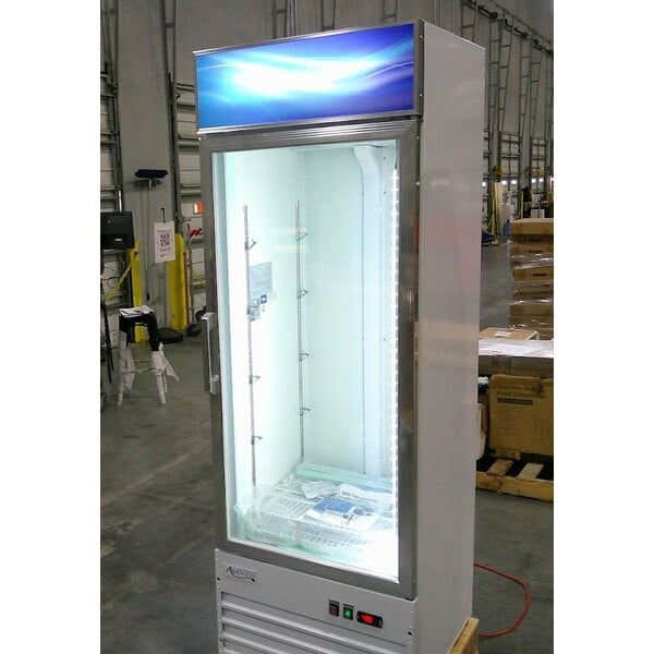 Scratch and Dent Avantco GDC-12F-HC 27" White Customizable Swing Glass Door Merchandiser Freezer with LED Lighting