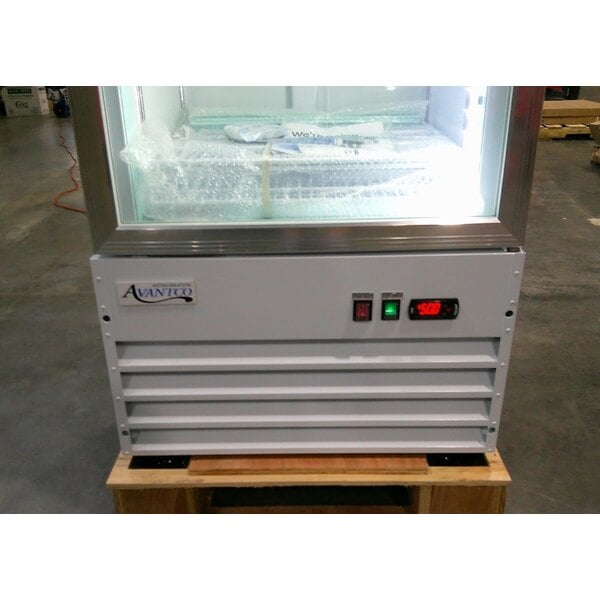 Scratch and Dent Avantco GDC-12F-HC 27" White Customizable Swing Glass Door Merchandiser Freezer with LED Lighting