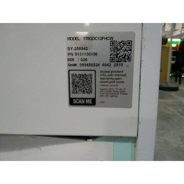 Scratch and Dent Avantco GDC-12F-HC 27" White Customizable Swing Glass Door Merchandiser Freezer with LED Lighting