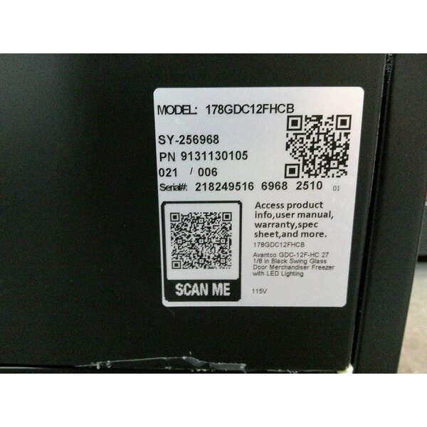 Scratch and Dent Avantco GDC-12F-HC 27" Black Customizable Swing Glass Door Merchandiser Freezer with LED Lighting