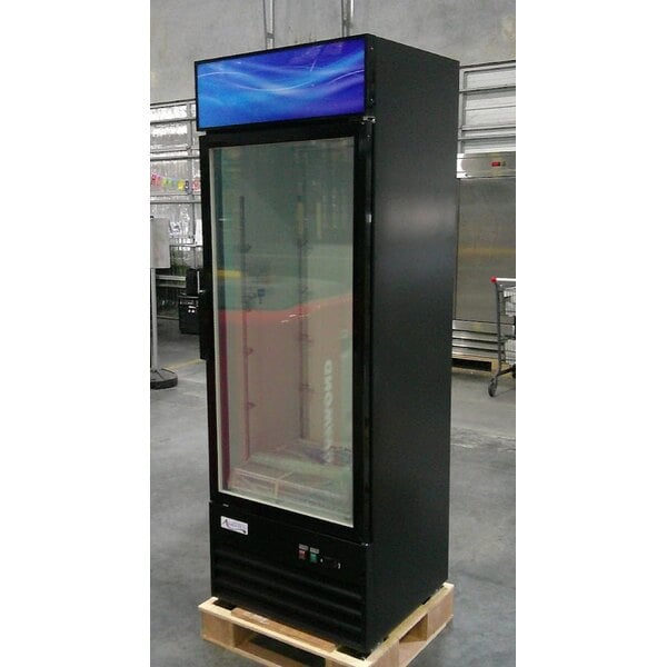 Scratch and Dent Avantco GDC-12F-HC 27" Black Customizable Swing Glass Door Merchandiser Freezer with LED Lighting