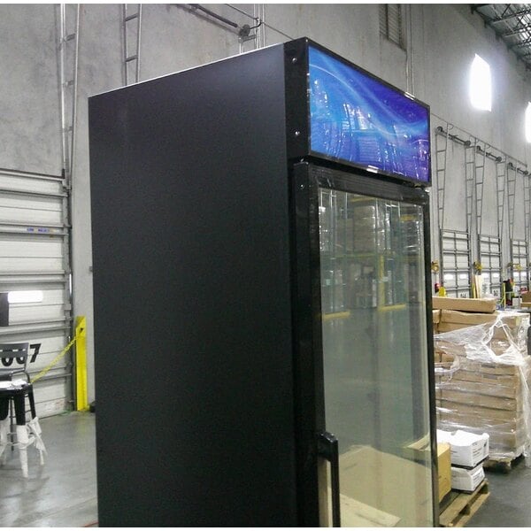 Scratch and Dent Avantco GDC-12F-HC 27" Black Customizable Swing Glass Door Merchandiser Freezer with LED Lighting