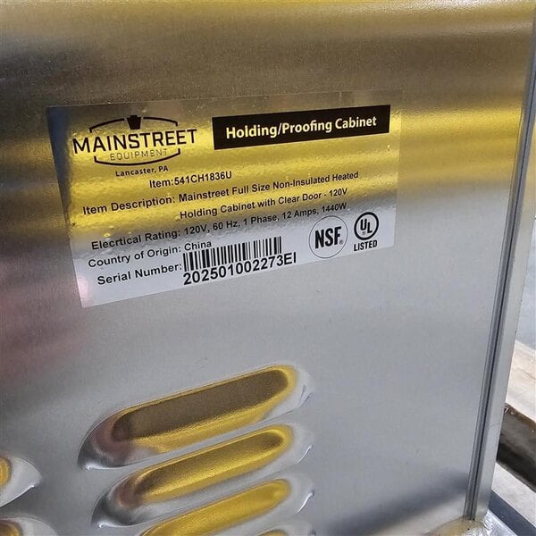 Scratch and Dent MainStreet Equipment CH-1836U Full Size Non-Insulated Heated Holding Cabinet with Clear Door - 120V
