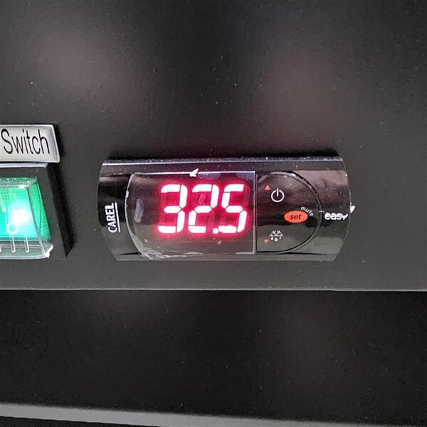 Scratch and Dent Avantco GDC-23-HC 28 3/8" Black Customizable Swing Glass Door Merchandiser Refrigerator with LED Lighting