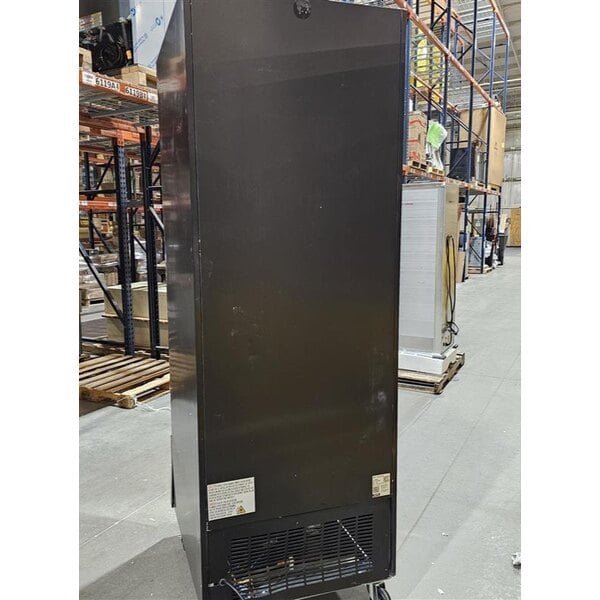 Scratch and Dent Avantco GDC-23-HC 28 3/8" Black Customizable Swing Glass Door Merchandiser Refrigerator with LED Lighting