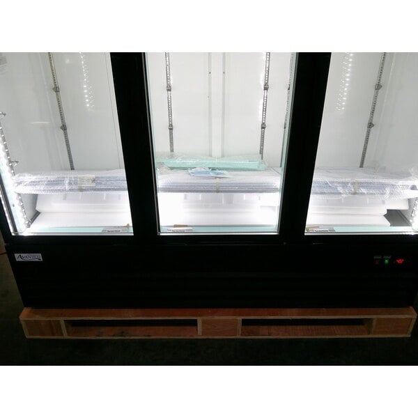 Scratch and Dent Avantco GDC-69-HC 78 1/4" Black Customizable Swing Glass Door Merchandiser Refrigerator with LED Lighting