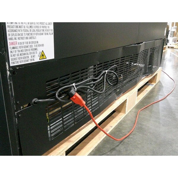 Scratch and Dent Avantco GDC-69-HC 78 1/4" Black Customizable Swing Glass Door Merchandiser Refrigerator with LED Lighting