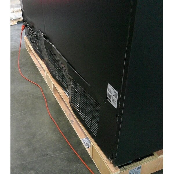 Scratch and Dent Avantco GDC-69-HC 78 1/4" Black Customizable Swing Glass Door Merchandiser Refrigerator with LED Lighting