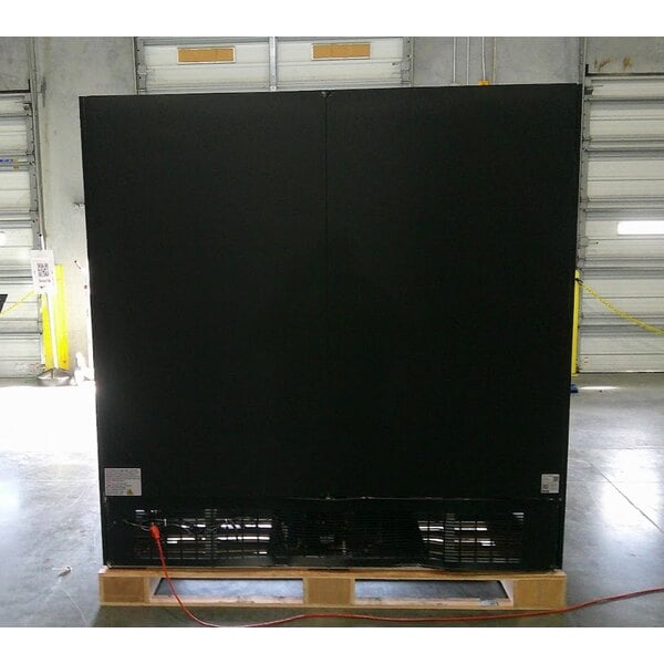 Scratch and Dent Avantco GDC-69-HC 78 1/4" Black Customizable Swing Glass Door Merchandiser Refrigerator with LED Lighting