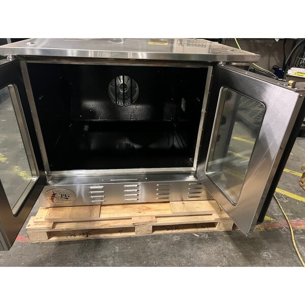 Scratch and Dent Cooking Performance Group FGC-100-N Single Deck Standard Depth Full Size Natural Gas Convection Oven with Legs - 54,000 BTU