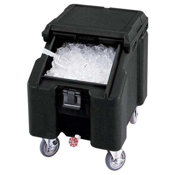 Scratch and Dent Cambro ICS100L4S110 SlidingLid™ Black Mobile Ice Bin - 100 lb. Capacity