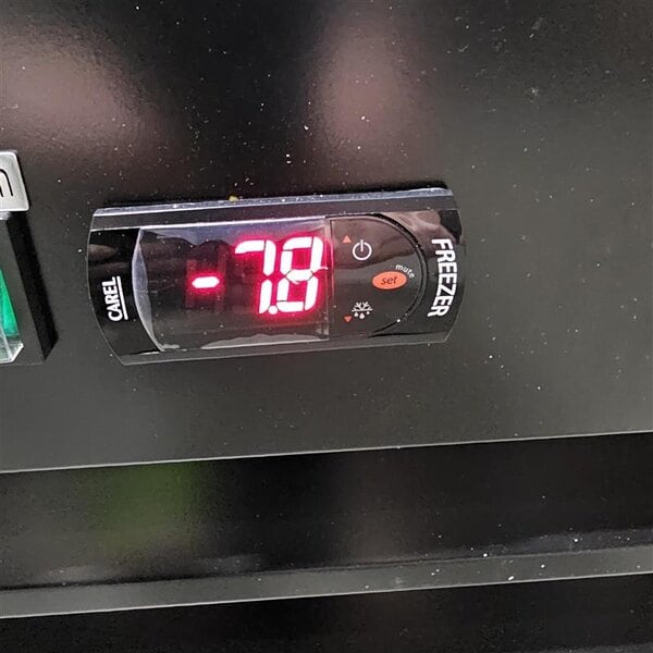 Scratch and Dent Avantco GDC-49F-HC 53" Black Customizable Swing Glass Door Merchandiser Freezer with LED Lighting