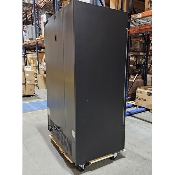 Scratch and Dent Avantco GDC-49F-HC 53" Black Customizable Swing Glass Door Merchandiser Freezer with LED Lighting