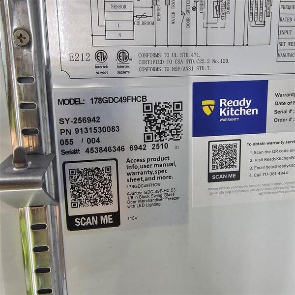 Scratch and Dent Avantco GDC-49F-HC 53" Black Customizable Swing Glass Door Merchandiser Freezer with LED Lighting