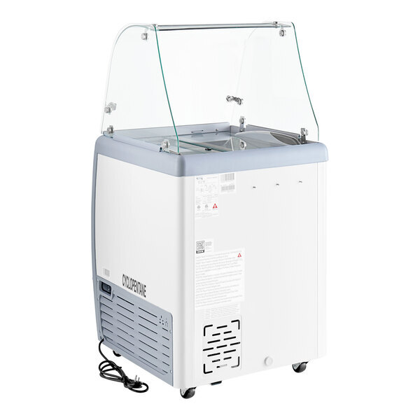 Scratch and Dent Avantco ADC-GEL-4C 26" Customizable Four Pan Gelato Dipping Cabinet with Curved Sneeze Guard and Pans