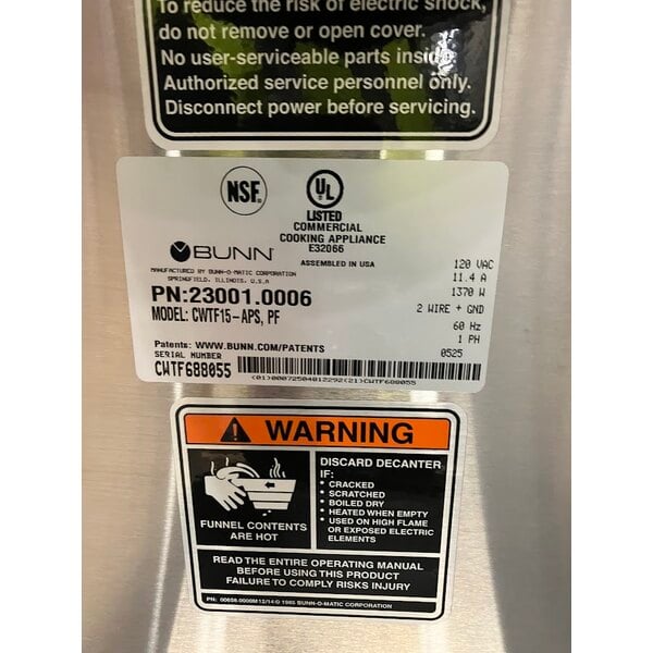 Scratch and Dent Bunn 23001.0006 CWTF15-APS Automatic Airpot Coffee Brewer with Hot Water Faucet - 120V