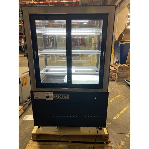 Scratch and Dent Avantco BCFD-36 35 3/8" Black Square Dry Bakery Display Case with LED Lighting