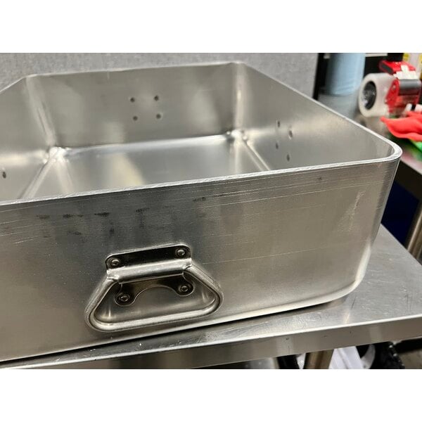 Scratch and Dent Vollrath 68391 Wear-Ever 42 Qt. Aluminum Roasting Pan with Handles - 20 7/8" x 17 3/8" x 7"