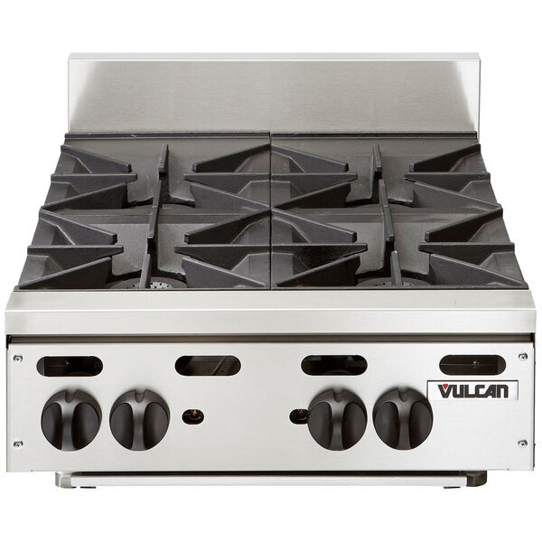 Scratch and Dent Vulcan VHP424 Liquid Propane 24" 4 Burner Countertop Range - 110,000 BTU