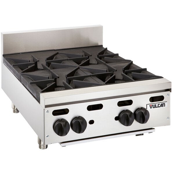 Scratch and Dent Vulcan VHP424 Liquid Propane 24" 4 Burner Countertop Range - 110,000 BTU
